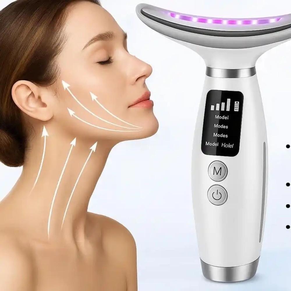 LED Photon 7 Colors Neck Beauty Instrument Electric Skin Care Tool Neck Care Massager Tool  Women