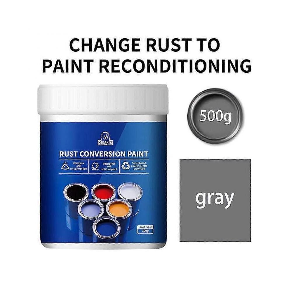 (Grey,500g)Weatherproof Rust Converter Paint For Metal, Rust Conversion Paint, Waterbased Industrial Antirust Painting