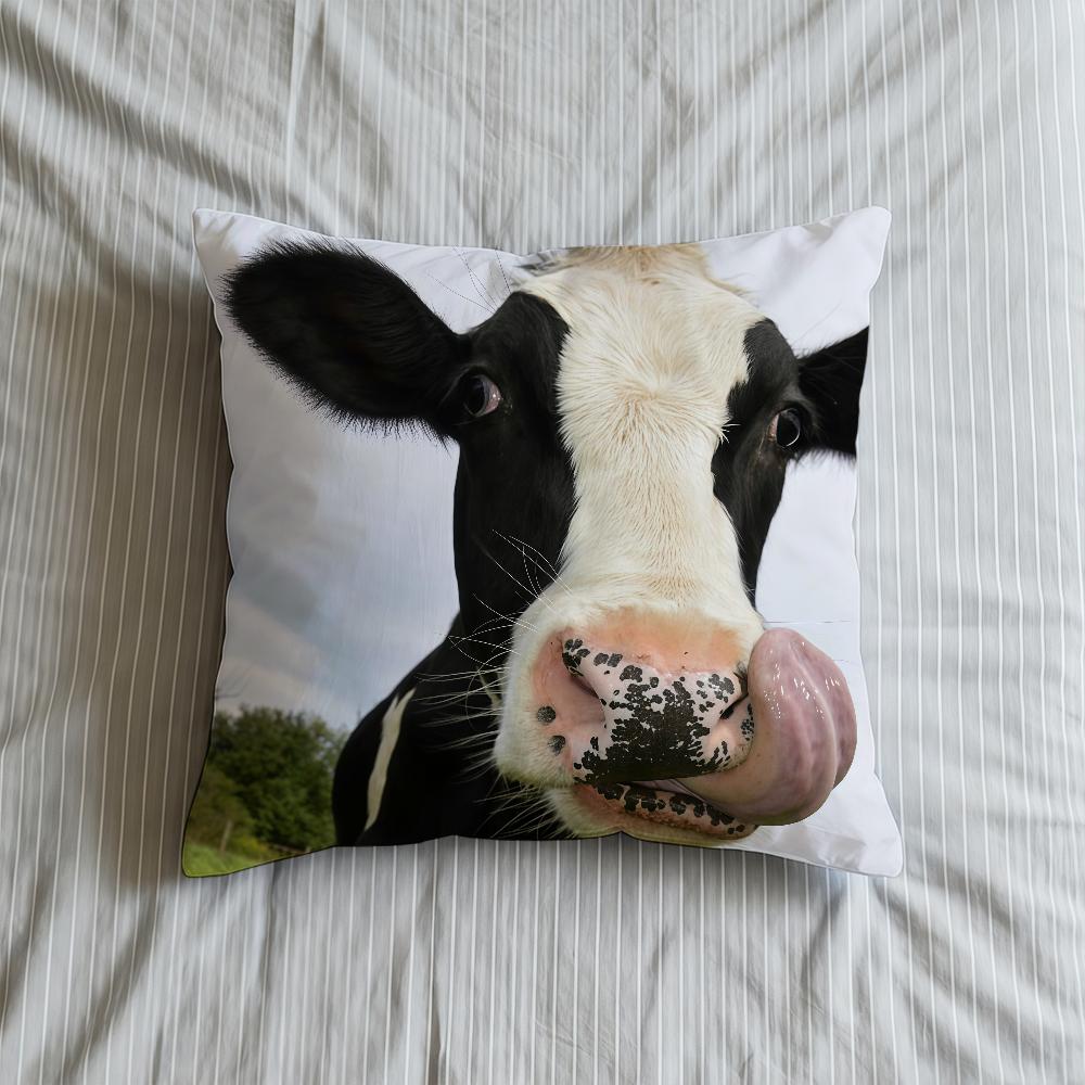 Poduszka Czarna Poszewka Biała Miękkie Etui Sofa Zabawny Salon Holsteinski Dom Wygodny Biuro Wystrój Ochronny Krowy Poduszka