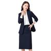 Women's Formal Mid-Length Suit Set: Black/Navy Blue Blazer for Autumn Business, Interview & Professional Wear