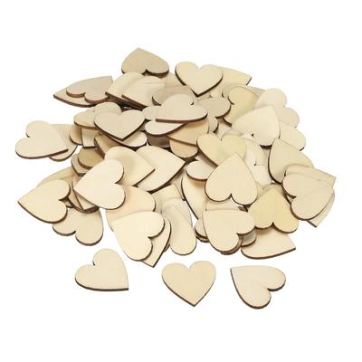 100/200pcs Wooden Hearts Unfinished Wood Hearts Blank Wooden Cutouts Ornaments Natural Wood Pieces for Christmas Party Craft Pro