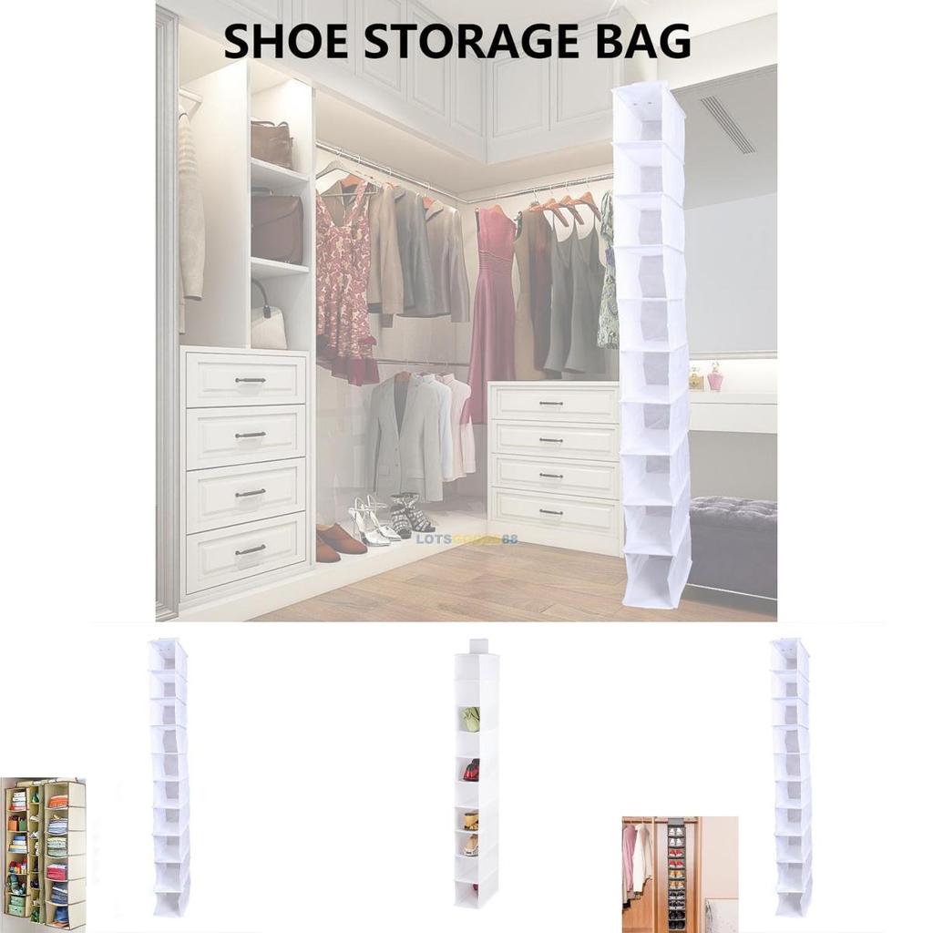 Modern Minimalist Non-woven Fabric 10 Tier Hanging Storage Bag For Bedroom Closet