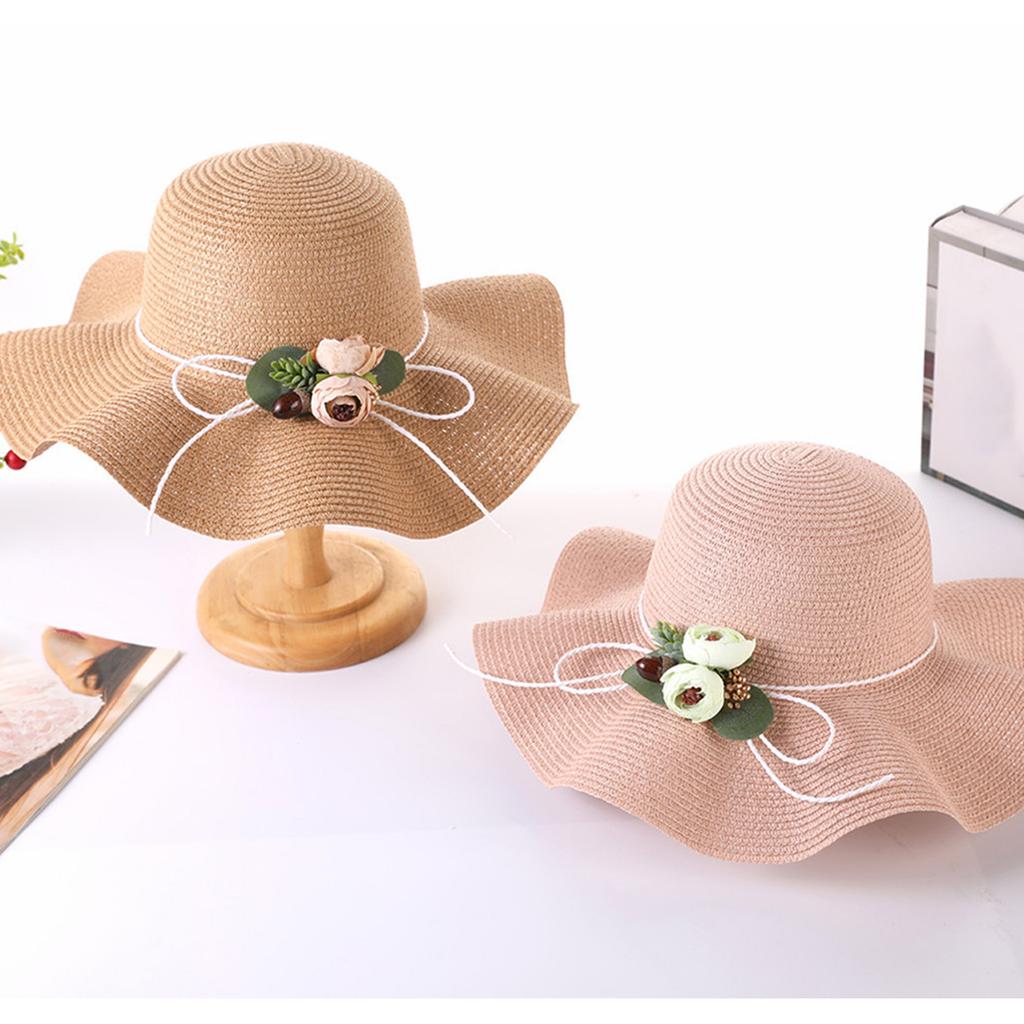 Ladies' Sun Hat Bow Flower Grass Hat Beach Hat