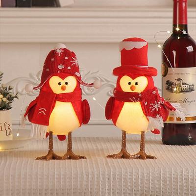 Glowing Novetly Christmas Ornament Lovely Birds Figurine Crafts Cute Indoor/Outdoor Home Decor Craft