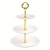 1PACK three-layer cupcake holder, European ruffle or lace dessert tower tray for tea parties, proms and weddings