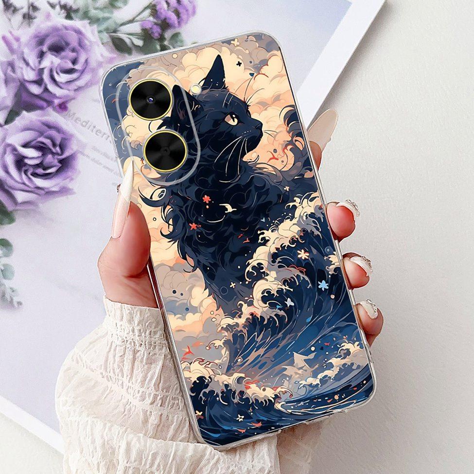 For Redmi A5 NFC 5G Case Cover Clear Luxury Kawaii Cute Cat Fashion Flowers Funny Painted Soft Phone Case For Redme A5 NFC 5G