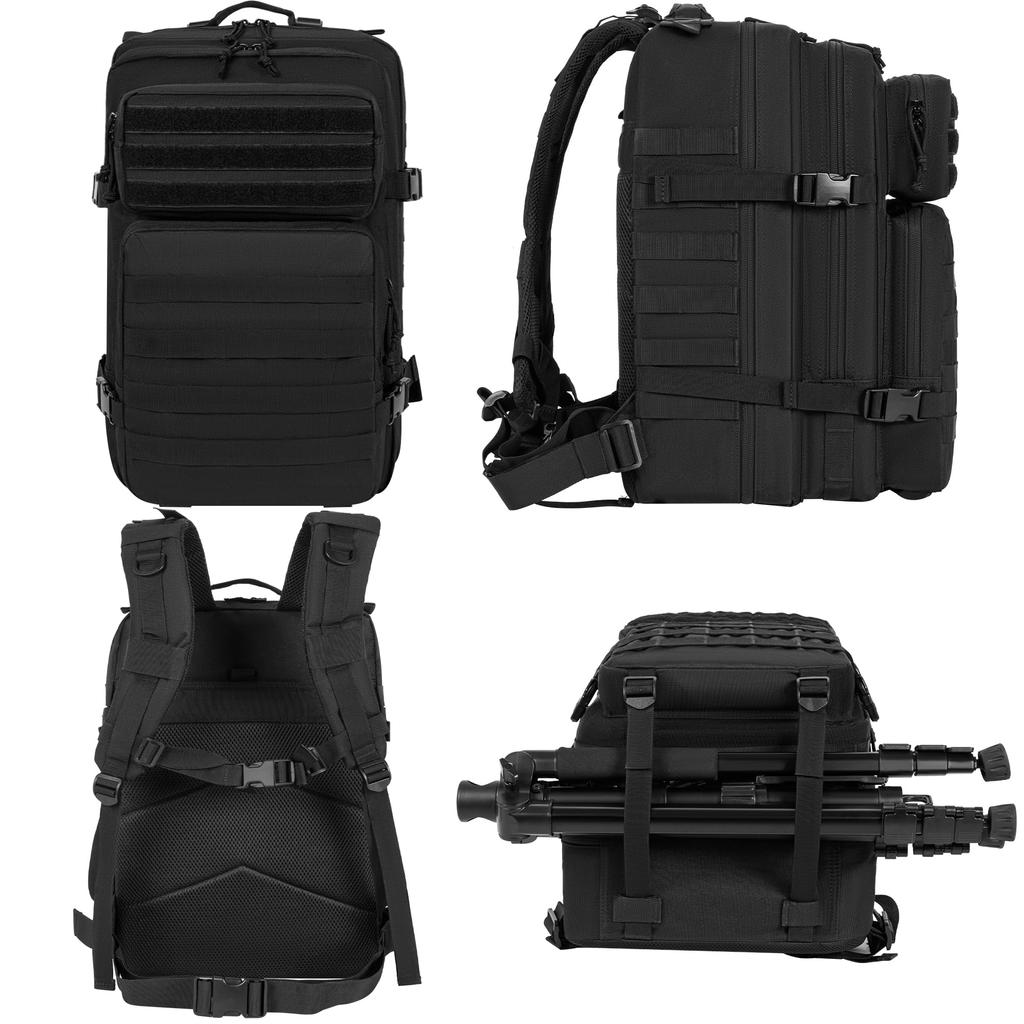 Negrew 35L Military Large Hiking Tactical Army Assault Black Backpack, Capacity, Backpack, Backpack, Pack, Camping, Trekking, Travel,