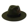 Gelbe Feder Fedoras Herren Fedora Hut Herren Panama Oberkappe Unisex Hut Militärfarbe Fedoras Hut mit breiter Krempe Kirchenhut Partyhut