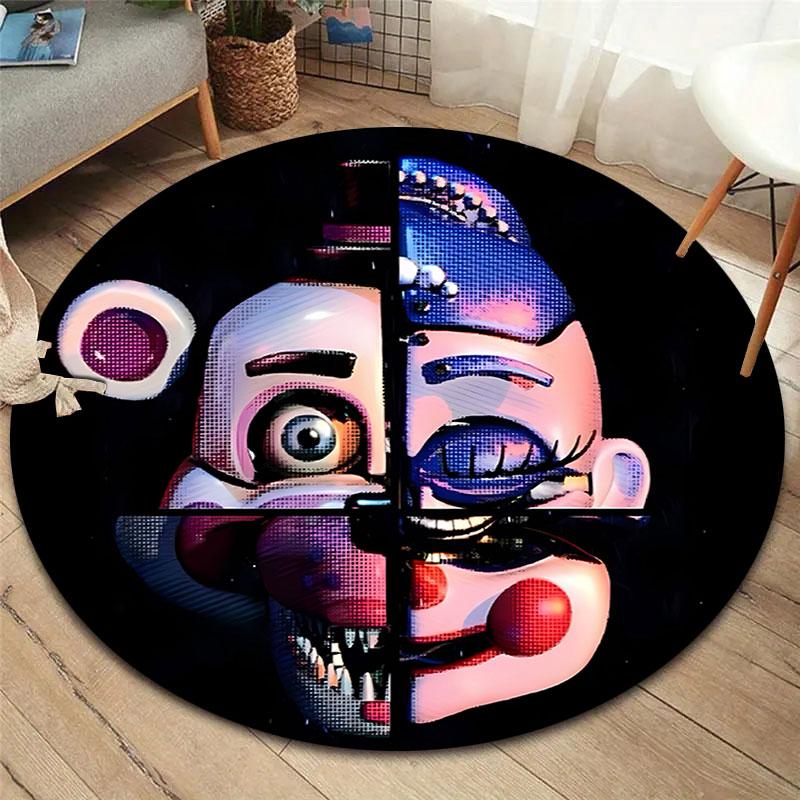 FiveNightsatFreddy's Round Area Rug,Carpet Rug for Living Room Bedroom Sofa Playroom Decor,Non-slip Floor Mat