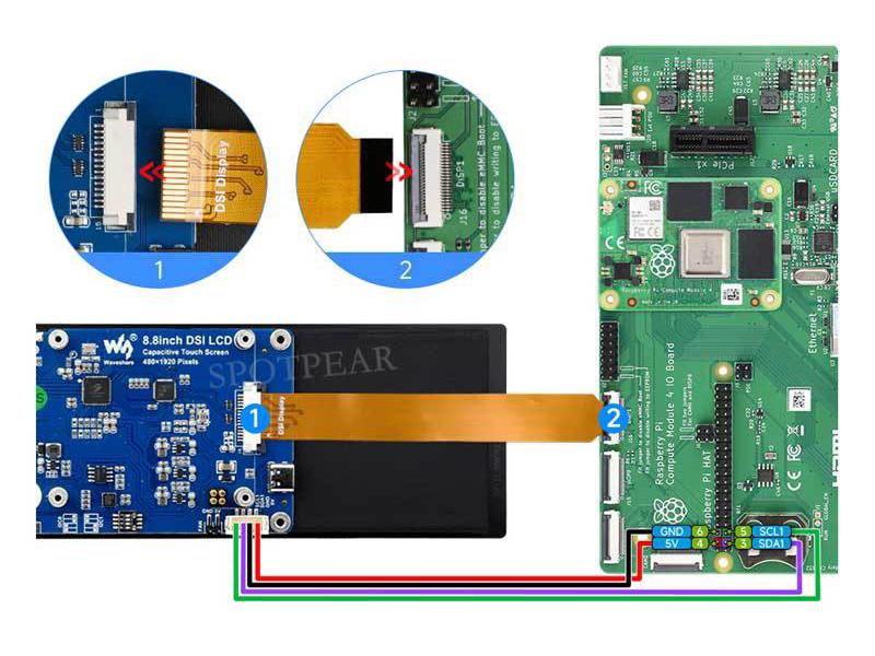 Dotykový LCD displej Raspberry Pi 8,8" MIPI DSI, rozlišení 480x1920.