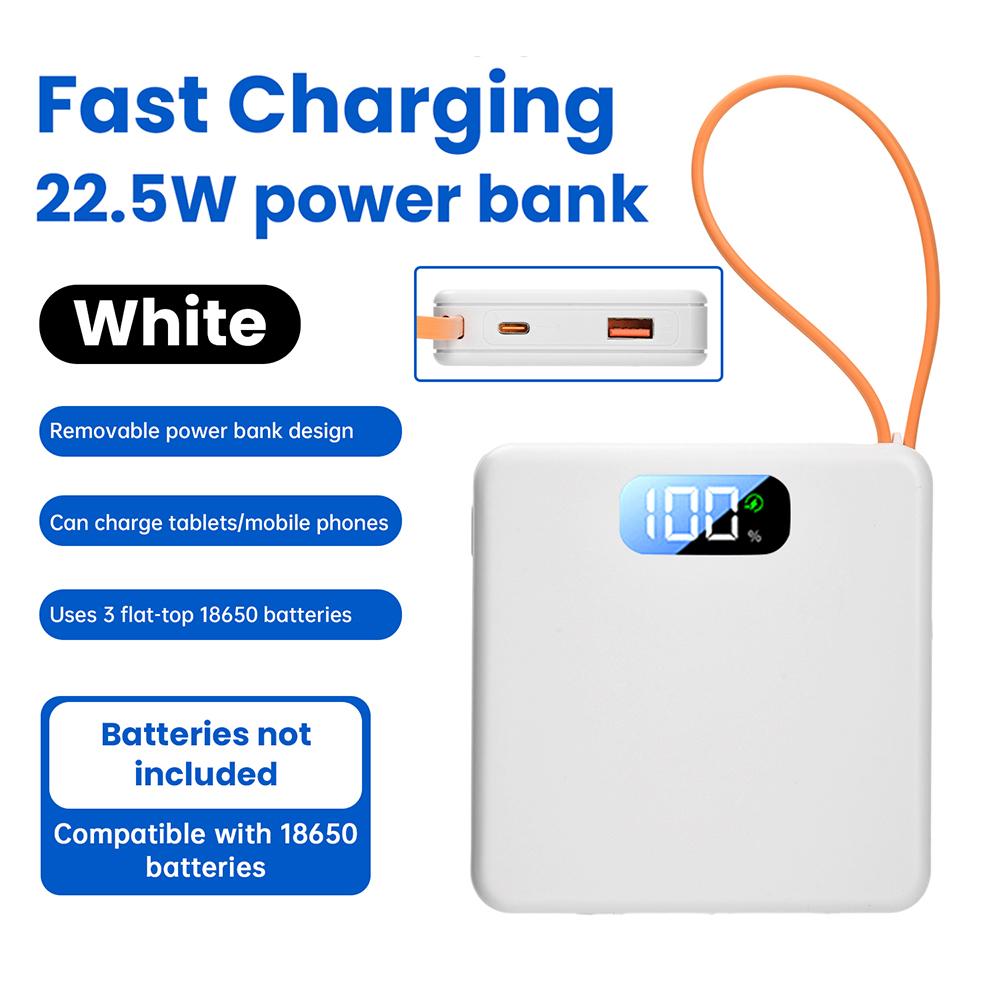 DIY Power Bank Kit 10W 22.5W Fast Charging, No Welding Design with 3x18650 Battery Case, Portable Power Supply Case