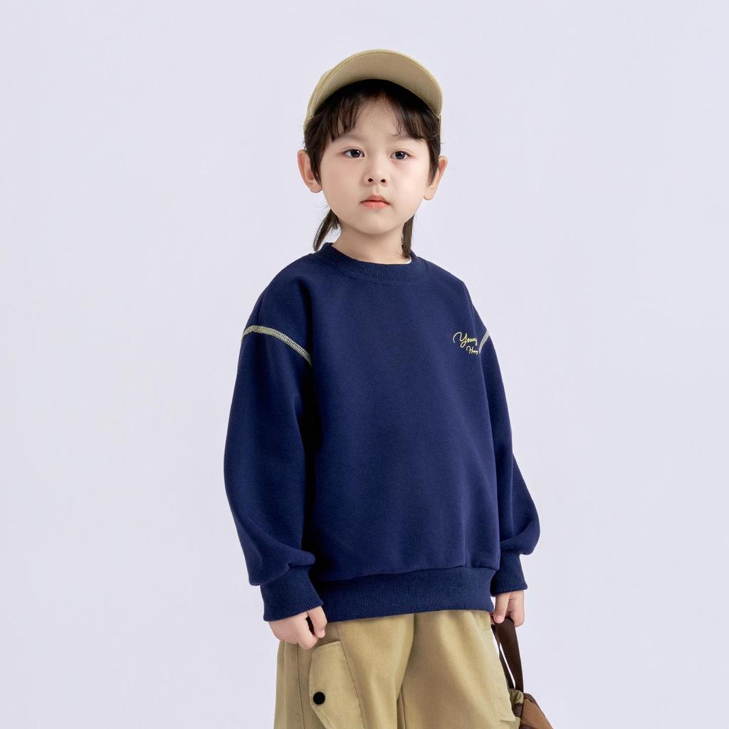2025 Spring & Autumn Kids' Korean Fashion Sweatshirt: Boys' Long-Sleeve, Round Neck Pullover for Big Kids