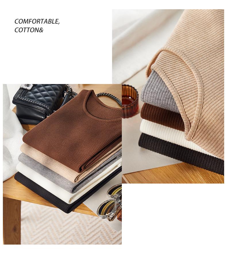 Women's Ribbed Knit Crew Neck Long Sleeve Top - Slimming & Versatile