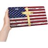 Vintage American Flag Golden Jesus Cross Aluminum License Plate 6 X 12 Inch Metal Car Front License Plate Cover Car Decor Accessory Novelty Vanity
