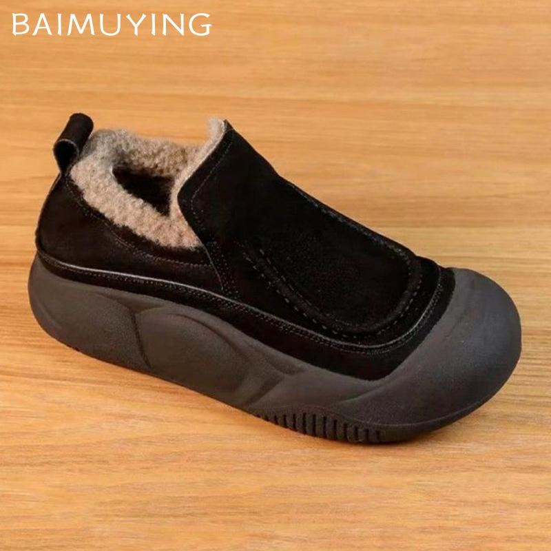 Platform Women Snow Boots Short Plush Casual Cotton Flats Shoes 2025 Trend Designer Walking Warm Non-slip Winter Botas De Mujer
