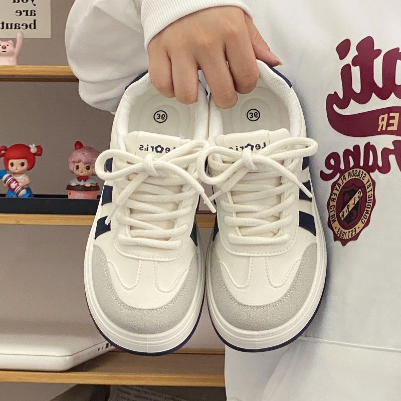Korean Milk Fufu Little White Shoes Women's 2025 Spring Thick-soled Niche Design Sense Casual Board Shoes Round Head Bread Shoes