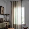 Jingga Cotton Linen Geometric Farmhouse Rod Pocket Curtain