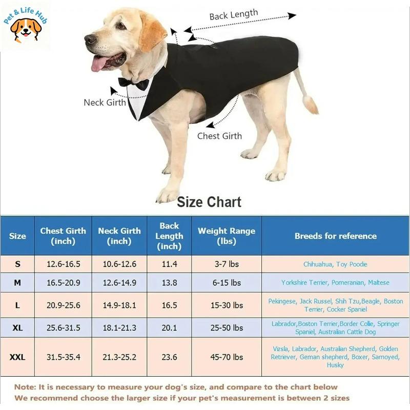 Costume Smoking per Cani Taglia Grande Media Design Staccabile Abito da Matrimonio Festa per Golden Retriever Labrador