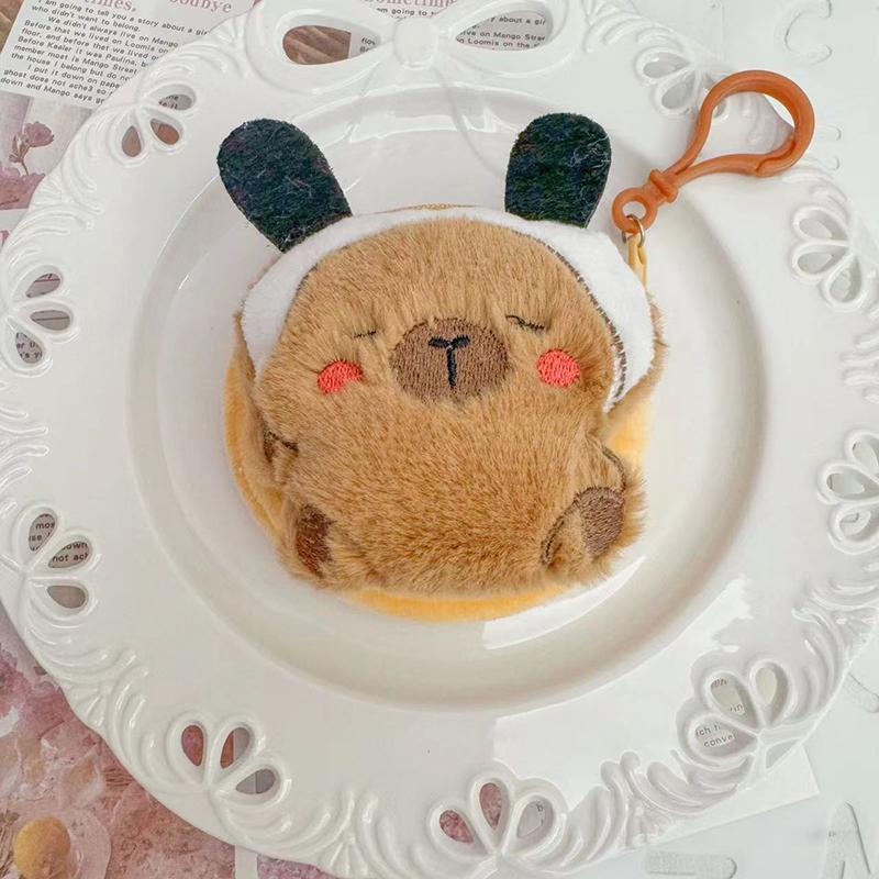 

Мультяшная капибара кошелек для монет Высокое качество Маленький подарок Брелок Шарм Плюшевая голова Шарм для сумки для наушников