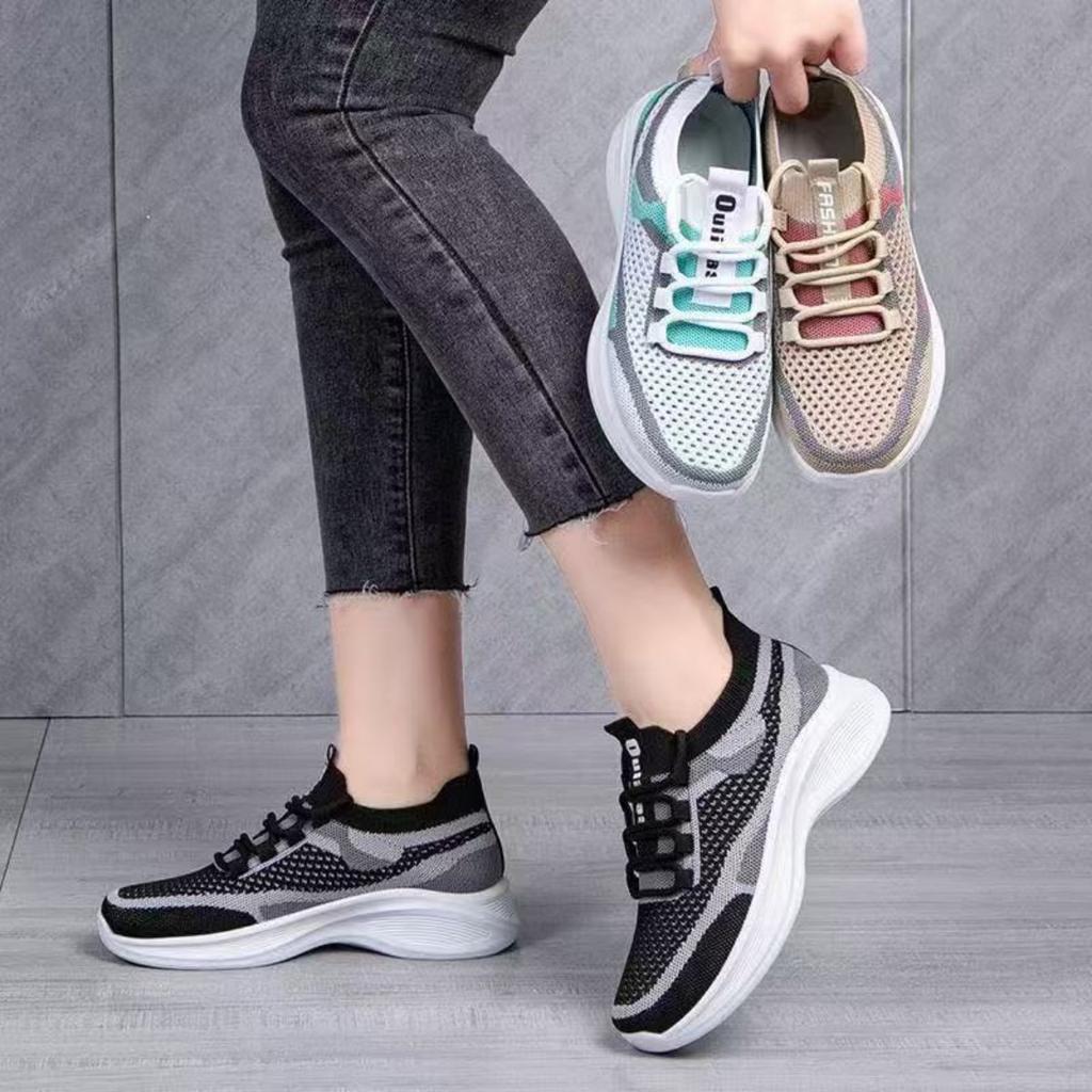 Mesh Casual Women's Shoes Woven Mesh New Breathable Soft Sole Running Casual Versatile Thick Sole Sports Casual Shoes