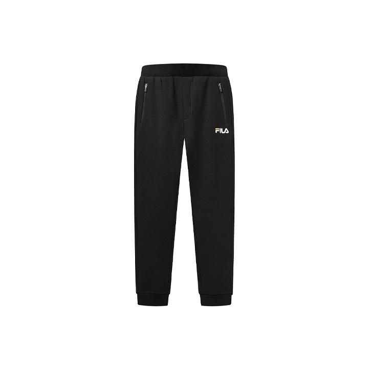 Fila Knit Jogger Sweatpants With Elastic Cuffs, Mid-Rise, Slim Fit Men Bottoms Black F11M018613F-BK