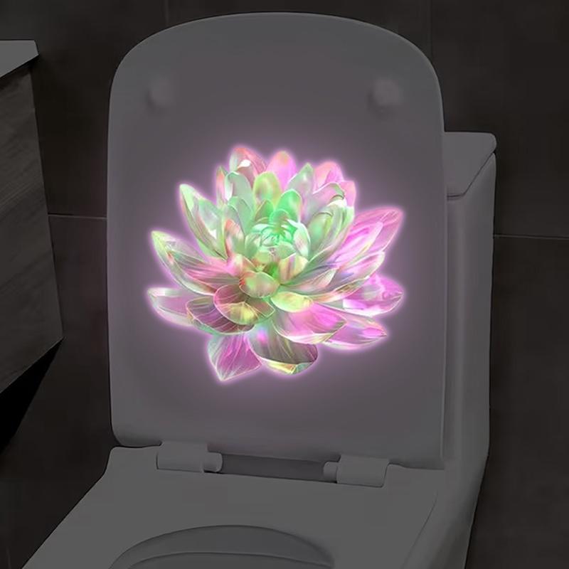 Adesivo Luminoso Colorato Fiore di Loto per WC Decalcomanie Luminescenti al Buio Autoadesive Rimovibili in PVC Decorazione Parete Camera da Letto Bagno