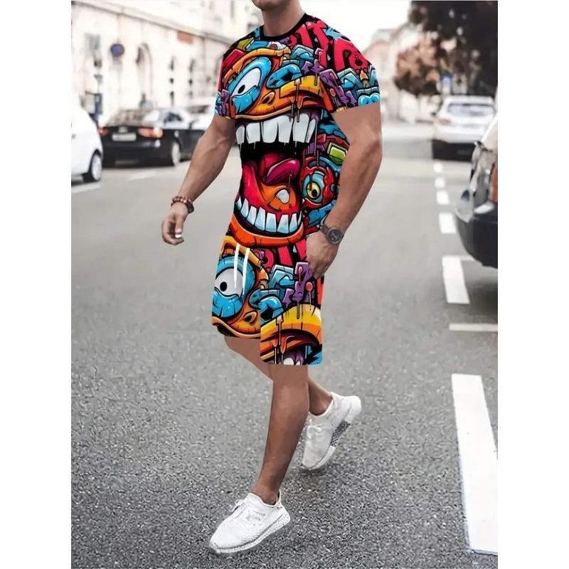 Khamzat Chimaev Men's MMA Boxing Battle Athletic Wear Set Breathable T-shirt And Shorts for Wrestling Running Sweat Absorption