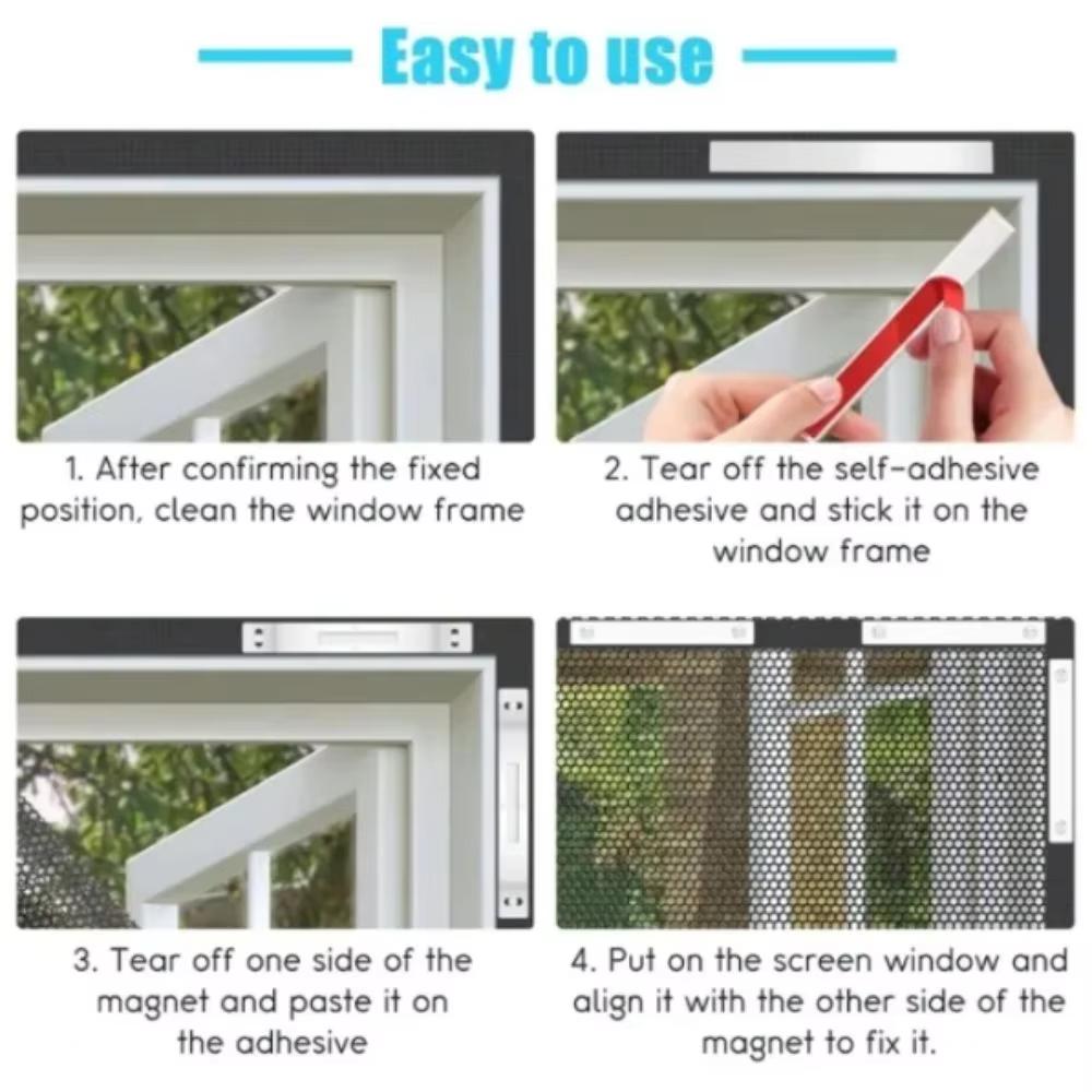 1set High Breathability Magnetic Window Screen Anti-Insect Fly Screen Home Windows