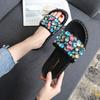 Thick-bottomed rhinestone slippers women's wear 2025 new Internet celebrity fashion versatile large size 41-43 medium heel cool slippers women