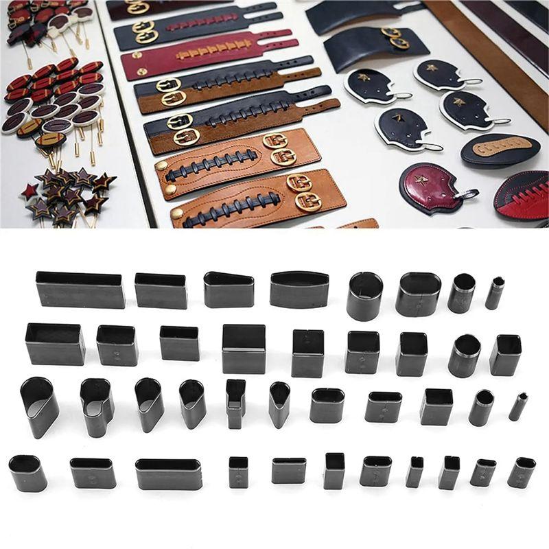 A84E-52 Pcs Sharp Hollow Punch Cutter Tools Kit Carbon Steel Leather Punching Die Cutting Mold Manual Hole Puncher Set Easy To U