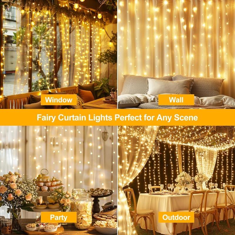 Xiaomi LED Curtain String Lights Christmas Garland Decor Fairy Light 8 Modes USB Remote Control Wedding Holiday Party for Bedroom Home