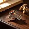 Harvest Wheelbarrow Brooch with Pumpkin and Vegetable Design, Antique-Look Alloy Pin with Raised Multicolor Details for Sweaters and Coats