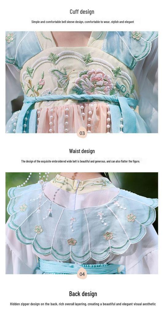 Girls' 2025 Summer Hanfu Fairy Princess Dress – Ancient-Style Ruqun Tang Suit for Little Girls