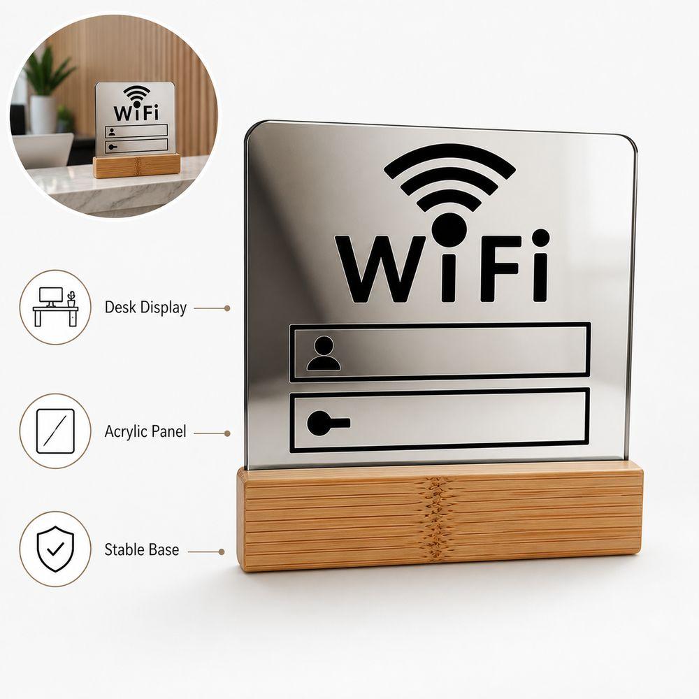 Modern Style Acrylic Mirror WiFi Sign Acrylic WiFi Sign Notice Board Handwriting WiFi Password