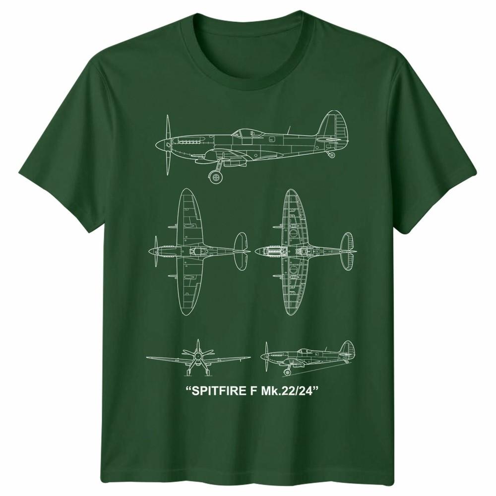 Fighter Aircraft Unisex T Shirt Technical Drawing Blueprint Ww2 Graphic Top