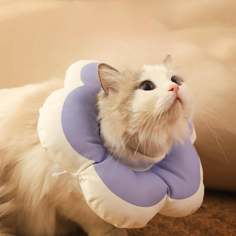 Cute Flower Shape Cat Recovery Collar Adjustable Waterproof Anti-Lick Elizabethan Cone for Cats Kittens