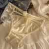 Bowknot Satin Panties Sweet Low Waist Underpants Soft Lace Mesh Briefs  Female