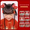 Children's Red Festive Hanfu Hairpin: Ancient Style Forehead Chain & Hair Flower Clip for New Year