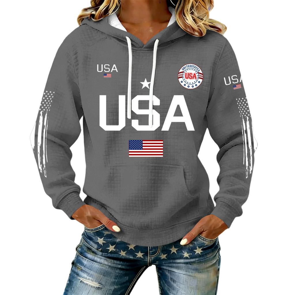 Women's Fashion 250th Anniversary Knit Loose Neck Hooded Top