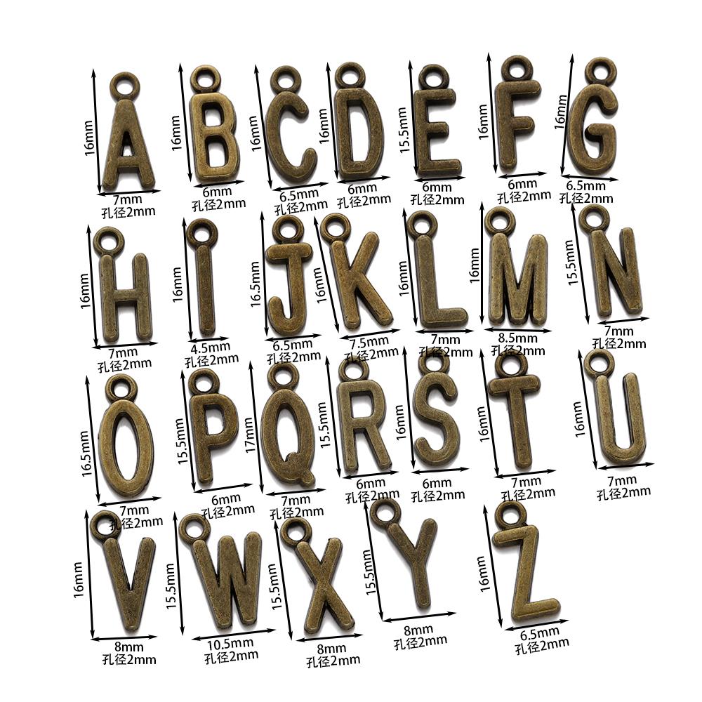 26-30Pcs 7X16 mm Alloy 26 Alphabet A-Z Letters Charms Pendants For DIY Bracelet Necklace Jewelry Making Supplies Accessories
