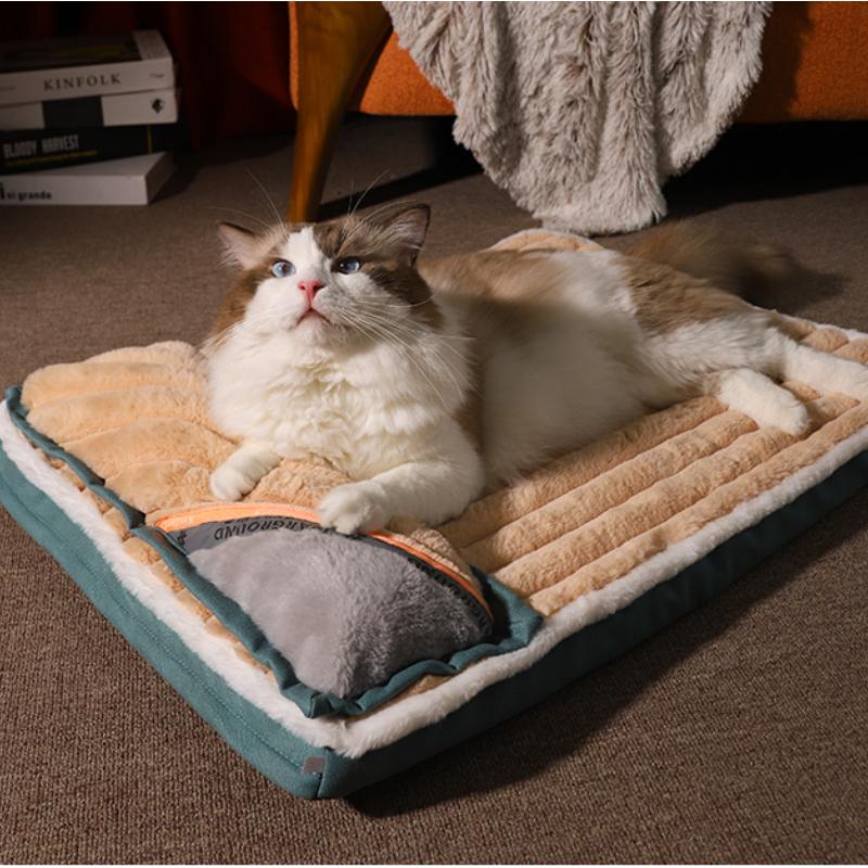 Cheap Calming Dog Beds for Small Large Dogs Luxury Dog Mat with Pillow Removable Cover Foam Pet