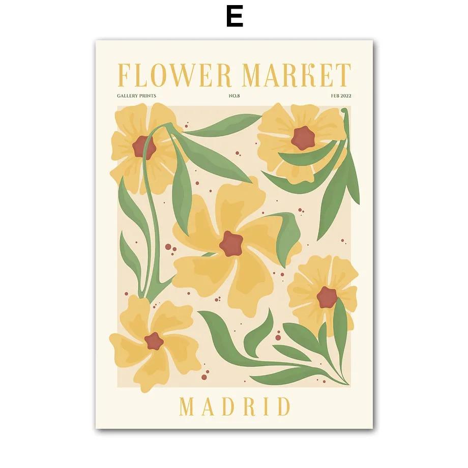 Colourful Flowers Market Daisy Lily Quote Wall Art Minimalist Print Canvas Painting Posters for Living Room Modern Home Decor