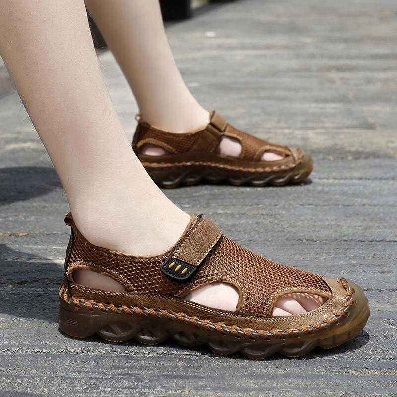 Leather Fashion Walking Shoes Men Luxury Brand Breathable Luxury Sandals All-match Mens Outdoor Loafers New Beach Men's Sandals