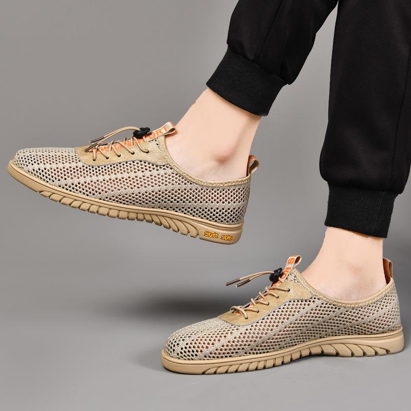 Mesh shoes men's breathable mesh men's shoes casual shoes hollow one pedal thin lightweight mesh shoes sandals