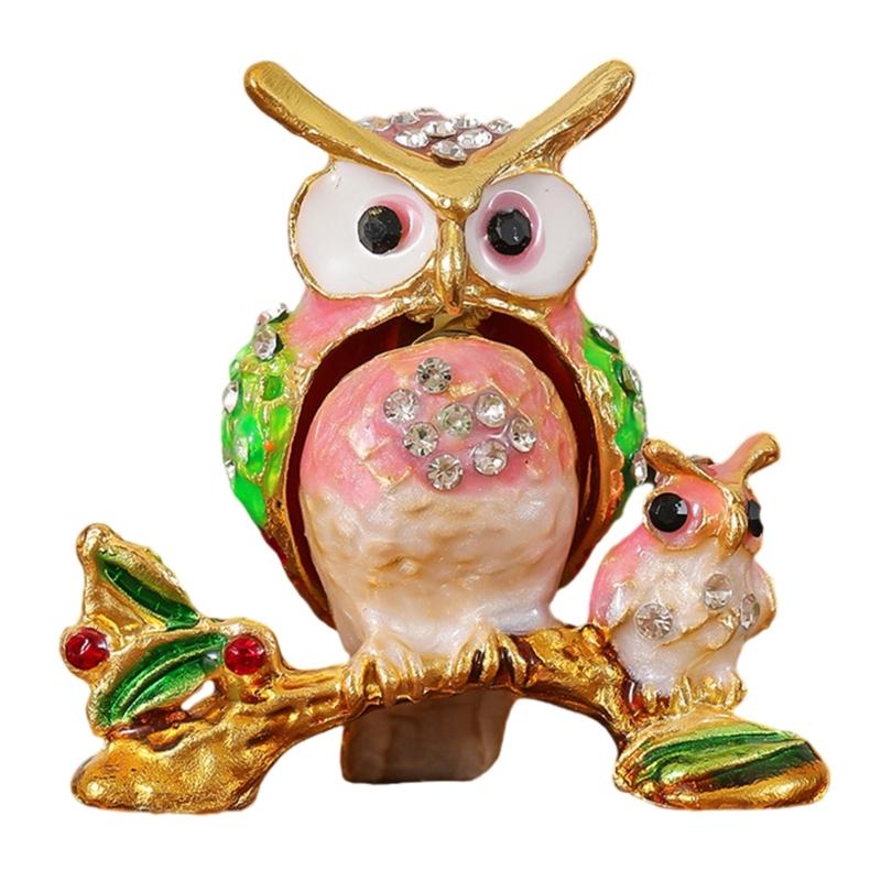 Stylish Owl Shaped Jewelry Organizers Compact Decorative Storage Box For Earrings Necklaces Rings