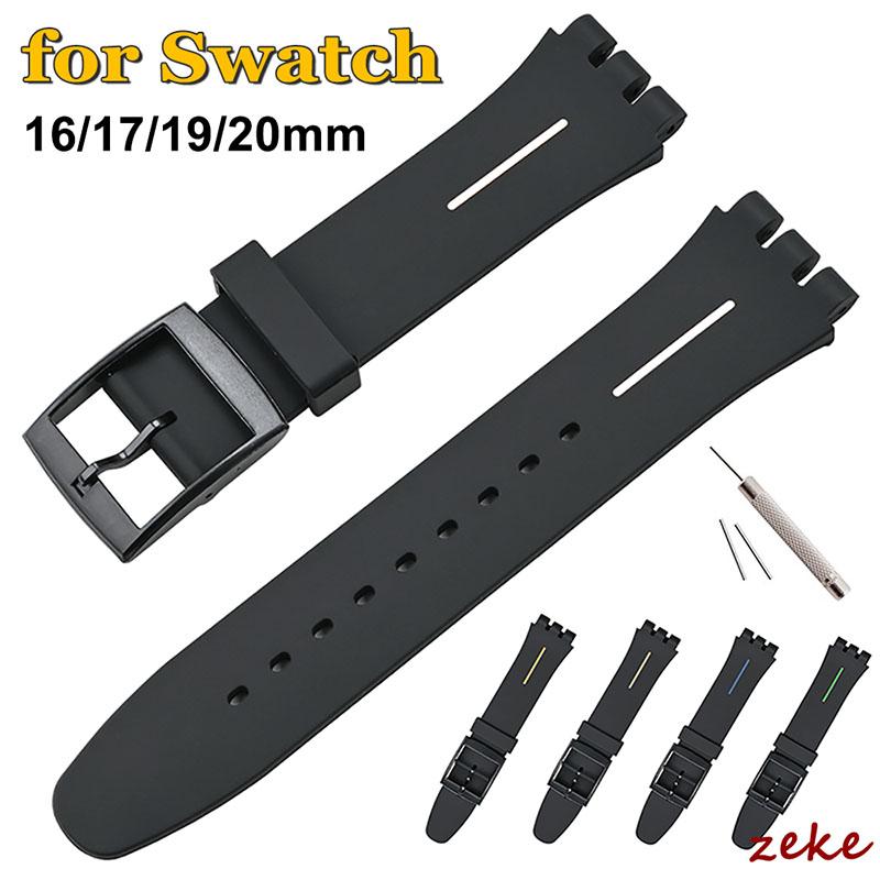 Soft Silicone Strap for Swatch 16mm 17mm 19mm 20mm Rubber Watch Straps Men's Women's Waterproof Sports Bracelet Wristband