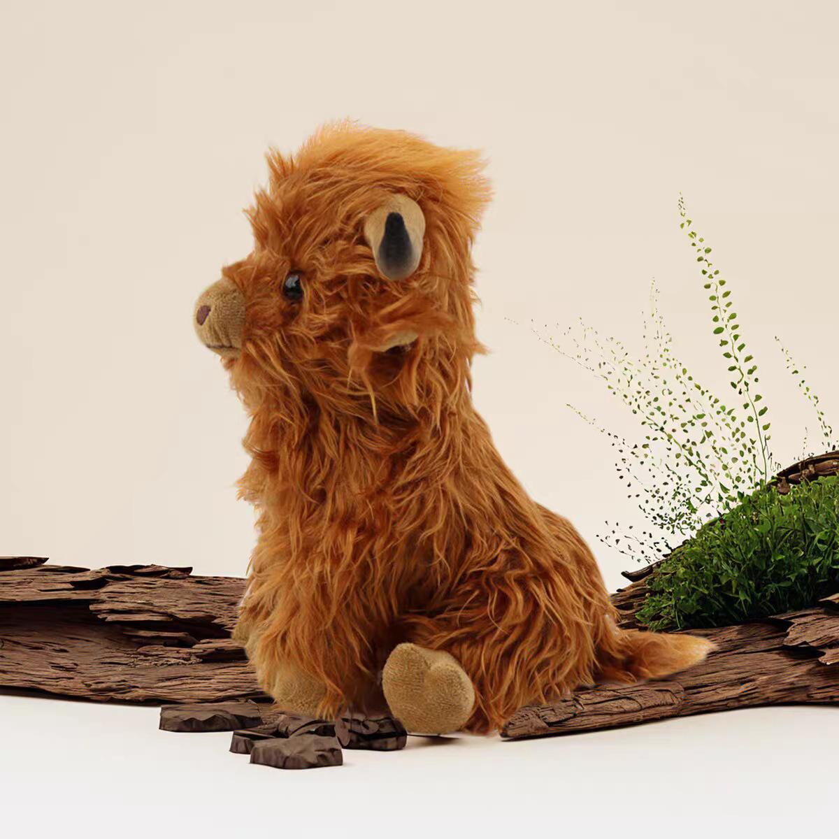 Bai Fen Bai Dolls And Toys Brown Scottish Highland Cattle Plush Doll Internet Celebrity Long Hair Cattle Doll