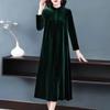 Elegantes goldenes Samt-Knielanges Kleid in Übergröße für Damen - Frühjahrs- & Herbststil