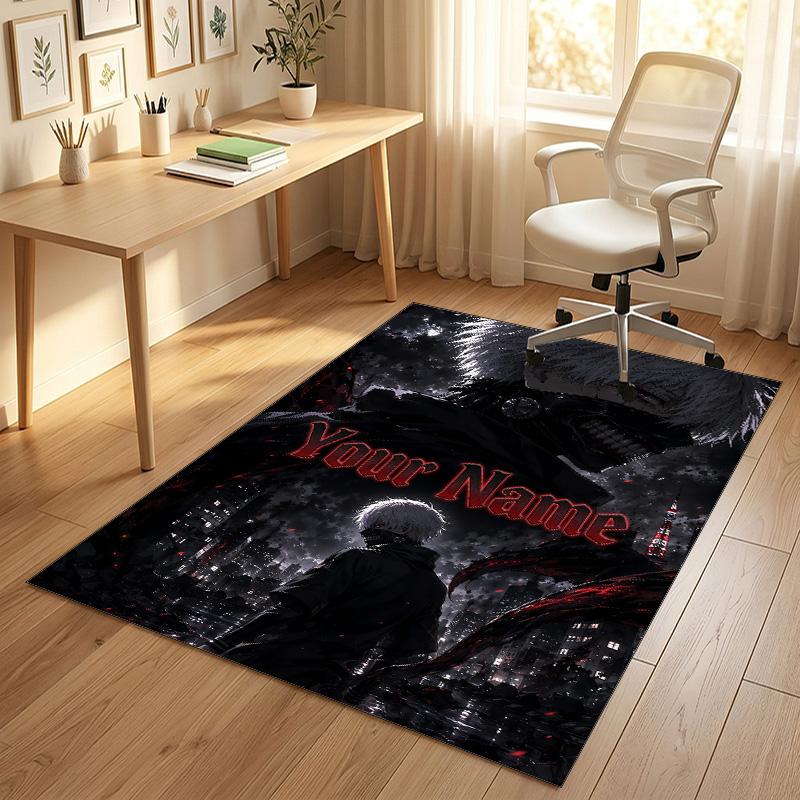 Personalized Crystal Velvet Carpet,Tokyo Ghoul Custom Printed Name, Plush Area Rug For Home Indoor Decor