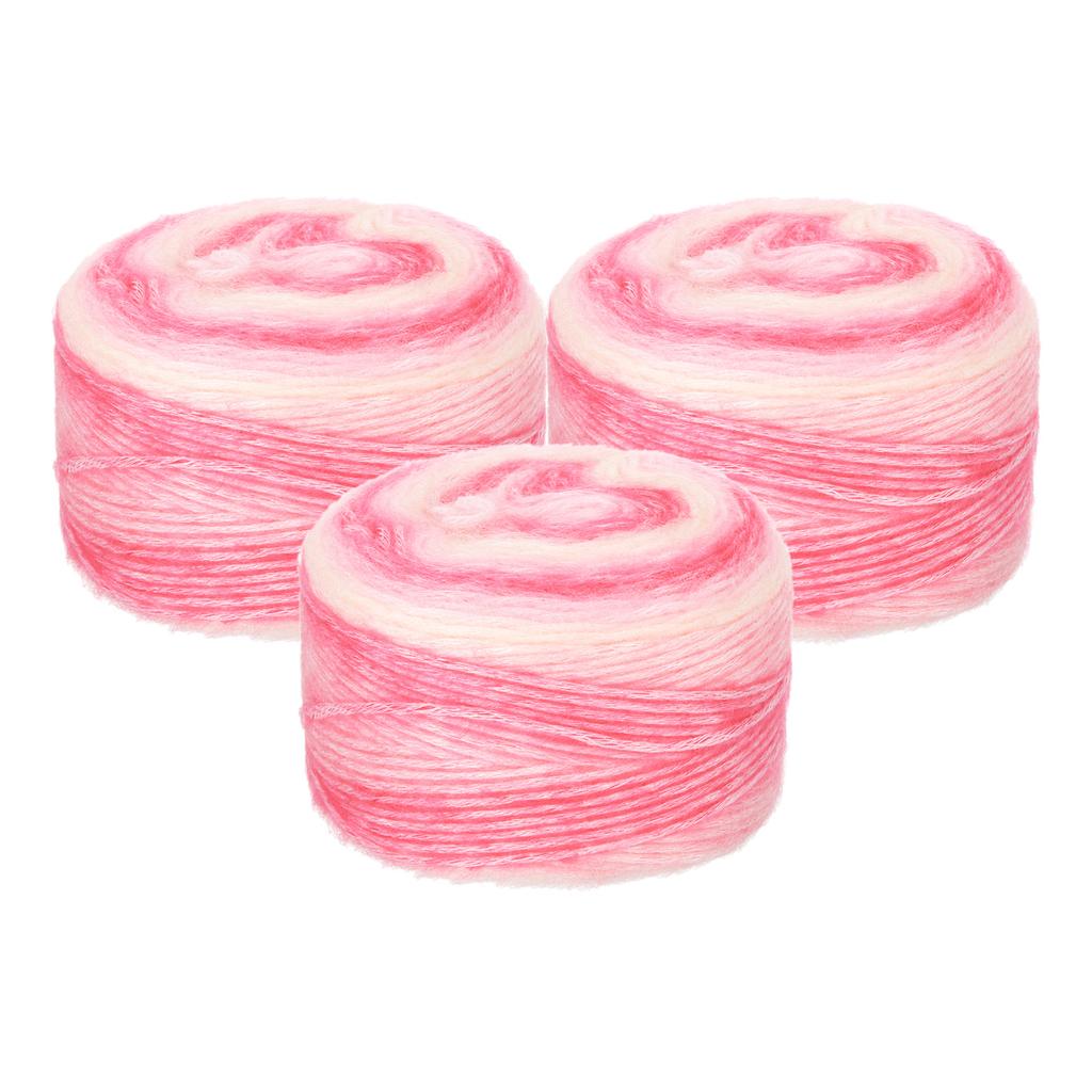 3Pcs Gradient Cake Cotton Yarns, Soft Rainbow Yarn Ball for Knitting and Crocheting Craft Project (300g X 3, 245M L Each) 100g